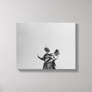 Simple, modern photo of seagull on top of statue canvas print