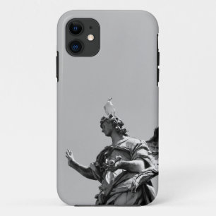 Simple, modern photo of seagull on top of statue iPhone 11 case