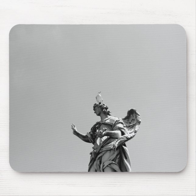 Simple, modern photo of seagull on top of statue mouse mat (Front)