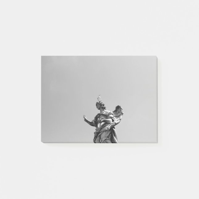 Simple, modern photo of seagull on top of statue post-it notes (Front)