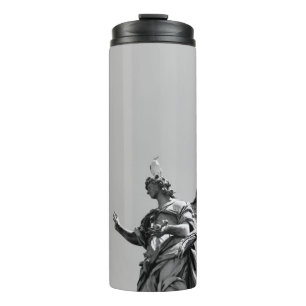 Simple, modern photo of seagull on top of statue thermal tumbler