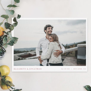 Simple Modern Photo Rose Gold Save the Date Invitation