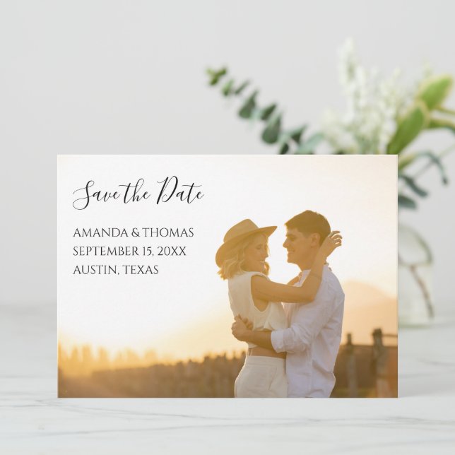 Simple Modern Photo Save The Date (Standing Front)