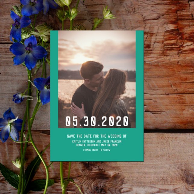 Simple Modern Photo Save the Date | Arcadia Green (Simple Modern Photo Save the Date - Arcadia Green)