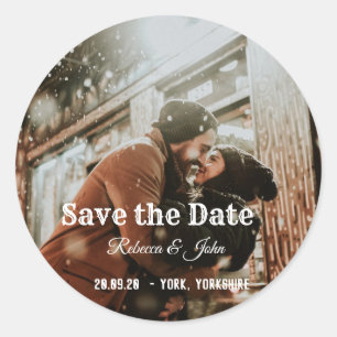 Simple Modern Photo Save the Date Classic Sticker
