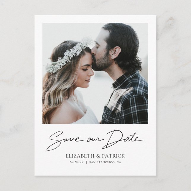 Simple Modern Photo Save the Date Invitation Postcard (Front)