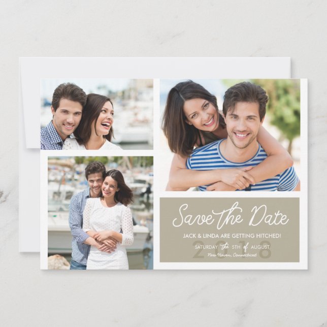 Simple Modern Photo Save the Dates in Ecru Save The Date (Front)