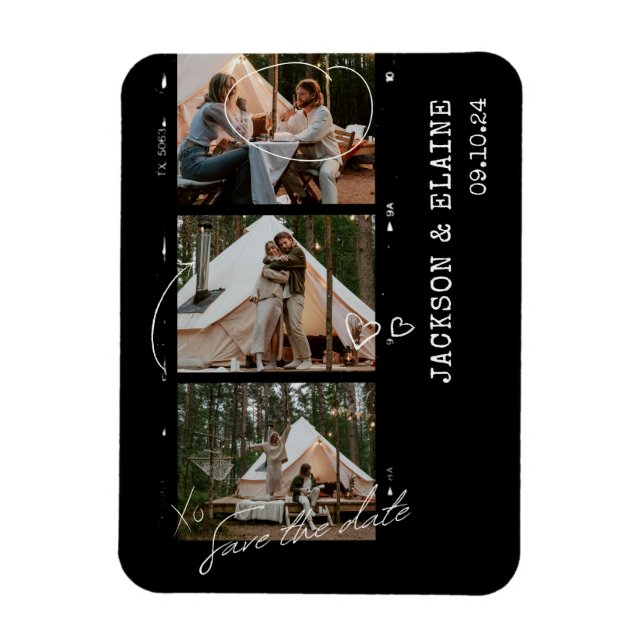 Simple Modern Photo Strip Save the Date Magnet (Vertical)