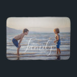 Simple Modern Photo Template Custom Family Name Bath Mat<br><div class="desc">Simple Modern Photo Template Custom Family Name Bath Mat features your favourite photo with your personalised family name. Makes a fantastic gift for Christmas,  birthday,  anniversary,  Mother's Day,  Father's Day,  Grandparents Day and more. Personalise by editing the text in the text box provided. Designed by ©Evco Studio www.zazzle.com/store/evcostudio</div>