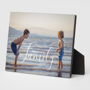 Simple Modern Photo Template Custom Family Name Plaque