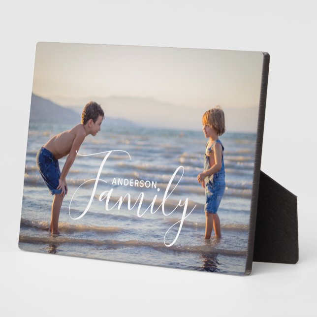 Simple Modern Photo Template Custom Family Name Plaque (Side)