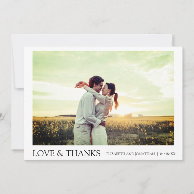 Simple Modern Photo Thank You Wedding Card (Front)