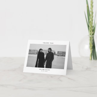 Simple Modern Photo Wedding Folded Thank You Card