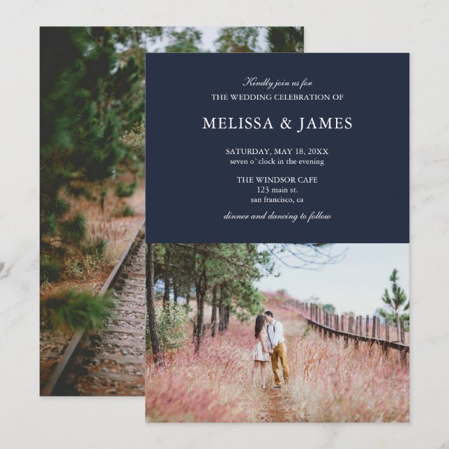Simple Modern Photo Wedding Invitation (Front/Back)