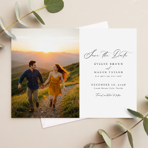 Simple Modern Photo Wedding QR Code Save The Date