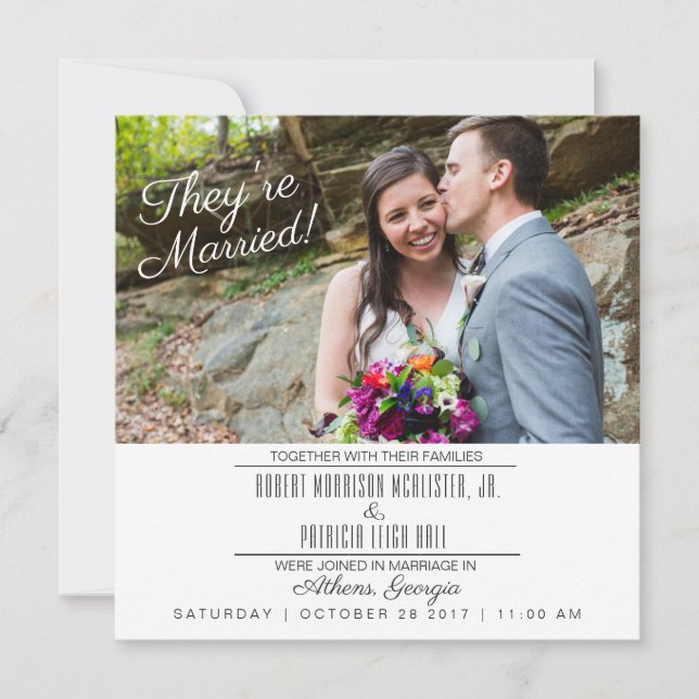 Simple Modern Photo Wedding Reception Invitation (Front)