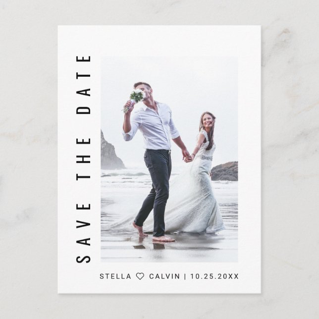 Simple & Modern Photo Wedding Save the Date Announcement Postcard (Front)