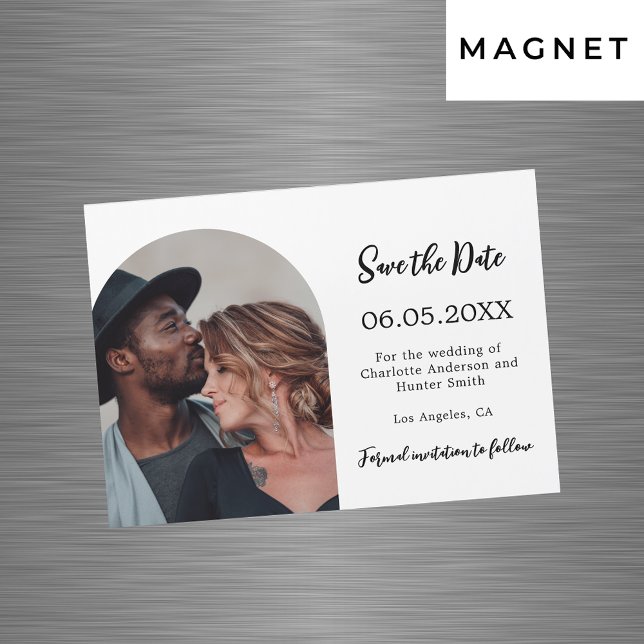 Simple modern photo wedding Save the Date magnet (Creator Uploaded)
