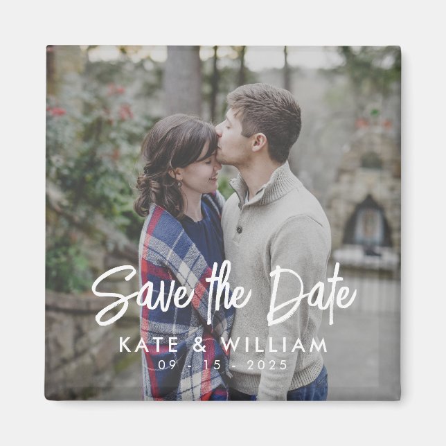 Simple Modern Photo Wedding Save the Date Magnet (Front)