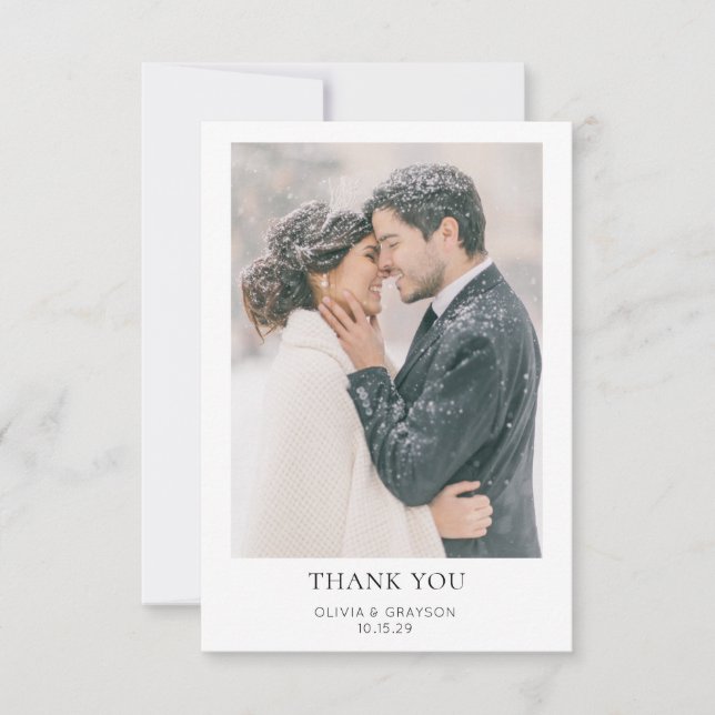 Simple Modern Photo Wedding Thank You Card  (Front)
