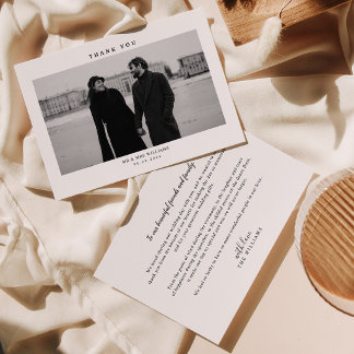 Simple Modern Photo Wedding Thank You Card