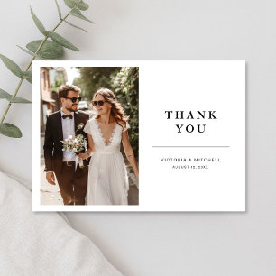 Simple Modern Photo Wedding  Thank You Card