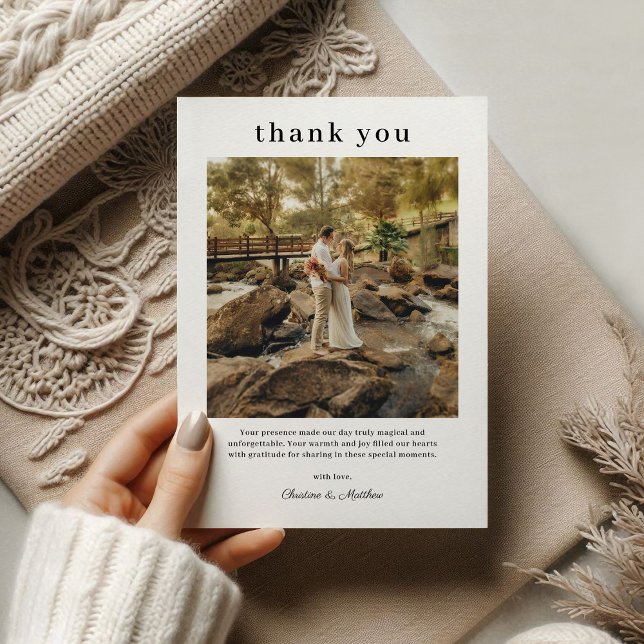 Simple Modern Photo Wedding Thank You Card (Creator Uploaded)