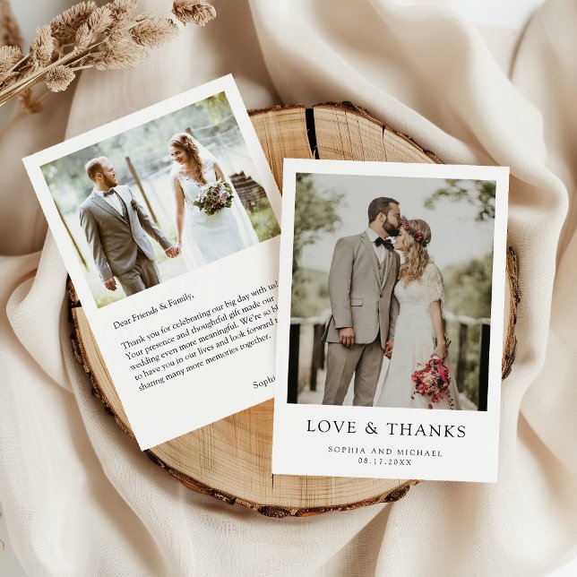 Simple Modern Photo Wedding Thank You Card (Creator Uploaded)