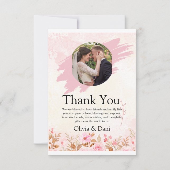 Simple Modern Photo Wedding Thank You Card (Front)