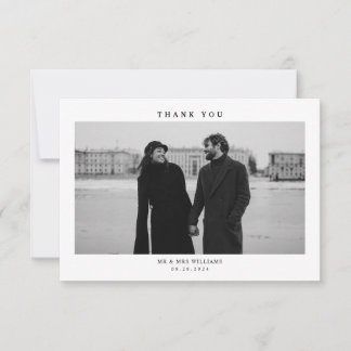 Simple Modern Photo Wedding  Thank You Card