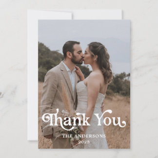 Simple Modern Photo Wedding Thank You Card