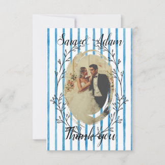 Simple Modern Photo Wedding Thank You Card W Note