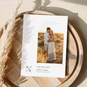 Simple Modern Photo Wedding Thank You Card W Note