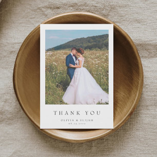 Simple Modern Photo Wedding Thank You Card W Note