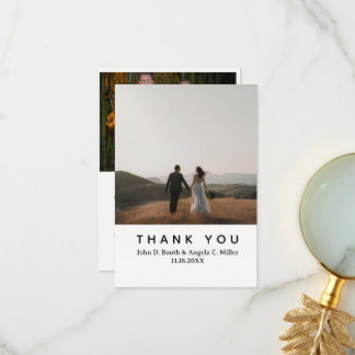 Simple Modern Photo Wedding Thank You Card W Note