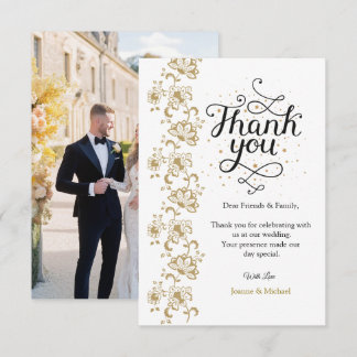 Simple Modern Photo Wedding Thank You Card W Note