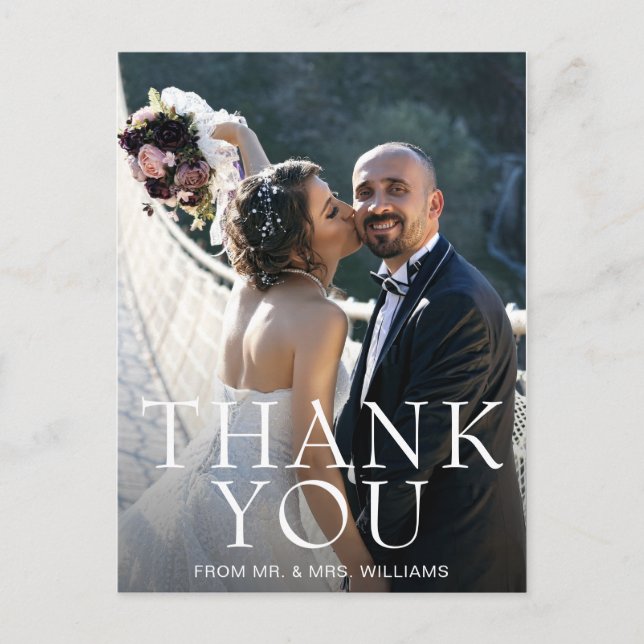 Simple Modern Photo Wedding Thank You Postcard (Front)