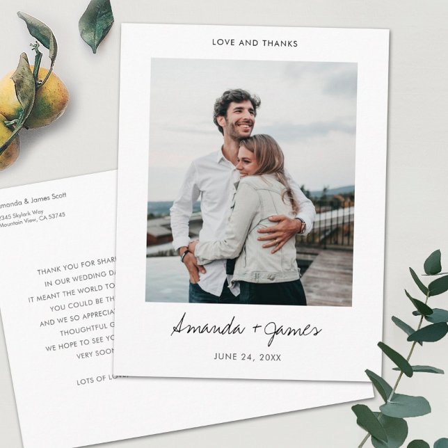 Simple Modern Photo Wedding Thank You Postcard (Creator Uploaded)
