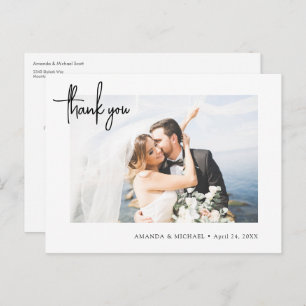 Simple Modern Photo Wedding Thank You Postcard