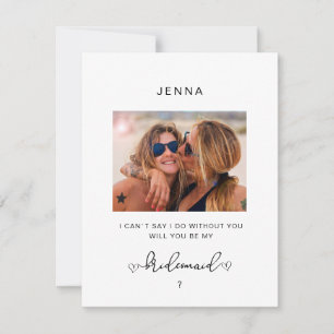 Simple Modern Photo "Will you be my bridesmaid"