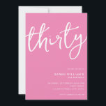 Simple Modern Pink 30th Birthday Invitation<br><div class="desc">Simple modern 30th birthday party invitation featuring minimalist design with elegant handwritten script typography.</div>