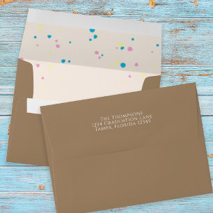 Simple Modern Pink and Brown Return Address Custom Envelope