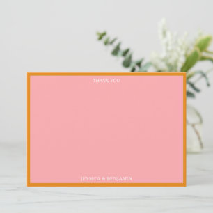 Simple Modern Pink and Orange Bridal Shower Thank You Card