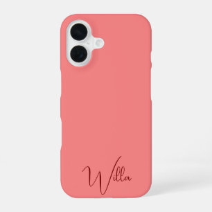 Simple Modern Pink and Red Monogrammed Stylish iPhone 16 Case