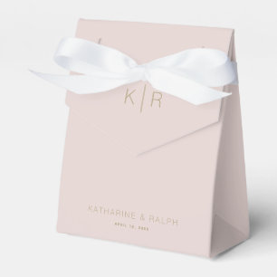 Simple Modern Pink Beige Monogram Wedding Favour Box