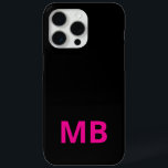 Simple Modern Pink Black Initial Monogram iPhone 15 Pro Max Case<br><div class="desc">Simple Modern Initial Monogram Phone Case. Create your own personalised iPhone Case with custom initial name.</div>