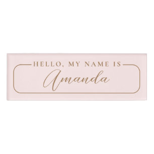 Simple Modern Pink elegant Wedding Blank  Name Tag