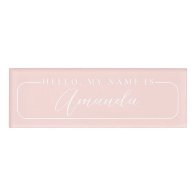 Simple Modern pink elegant Wedding Blank  Name Tag (Front)
