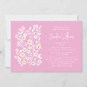 Simple Modern Pink Floral Couples Baby Shower Invitation
