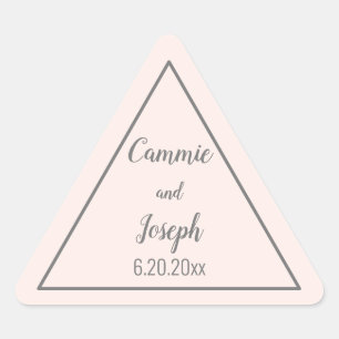 Simple Modern Pink Grey Triangle Wedding Geometric Sticker